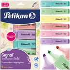 ZAKREŚLACZE PASTELOWE SZKOLNE 6 kolorów MAZAKI FLAMASTRY SIGNAL PELIKAN