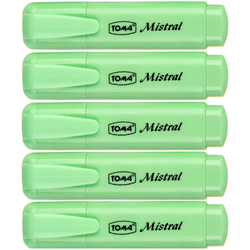 ZAKREŚLACZ BIUROWY SZKOLNY TOMA MISTRAL PISAK ZIELONY PASTELOWY - 5 sztuk