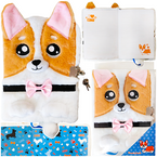 PAMIĘTNIK Z KŁÓDKĄ 3D WŁOCHACZ PLUSZOWY NOTES A5 96 KARTEK PIESEK CORGI