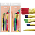 ZESTAW PĘDZLI PĘDZELKI AKRYLOWE NYLONOWE WŁOSIE INTERDRUK 5 szt. - 2 opak.