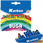 KREDKI WOSKOWE SZKOLNE WYTRZYMAŁE 12 kolorów DUGA MAXI KARBON