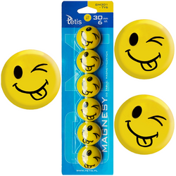 MAGNESY EMOTKI EMOTIKONY BUŹKI ŻÓŁTE DO TABLIC JĘZYCZEJ TETIS 30mm 6 szt.