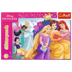 PUZZLE 100 Z BROKATEM KSIĘŻNICZKI BLASK MAGII PRZYJAŹNI TREFL 14834