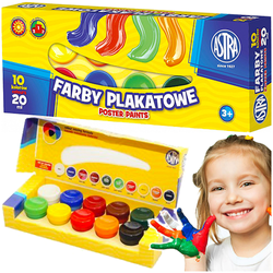 FARBY PLAKATOWE 10 KOLORÓW 20 ML ASTRA SZKOLNE WYRAZISTE INTENSYWNE