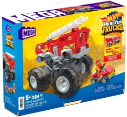 HOT WHEELS MONSTER TRUCKS WÓZ STRAŻACKI QUAD FIGURKI KLOCKI 284 EL. MATTEL