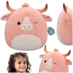 SQUISHMALLOWS MIĘKKA MASKOTKA PLUSZAK BRZOSKWINIONY BYK BRAHMA HOWLAND 40cm