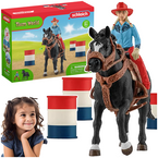 SCHLEICH FARM WORLD KOŃ KONIK KOWBOJKA I WYŚCIG WOKÓŁ BECZEK FIGURKI 42576