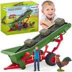 SCHLEICH FARM WORLD FARMER Z TAŚMOCIĄGIEM DO SIANA KOGUT FIGURKI 42377