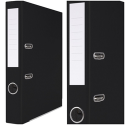 SEGREGATOR A4/50mm Z DŹWIGNIĄ SZYNĄ BASIC-S PP CZARNY Z ETYKIETĄ - 5 sztuk