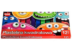 PLASTELINA KWADRATOWA SZKOLNA 12 KOLORÓW INTENSYWNE ŻYWE MONA ST.MAJEWSKI