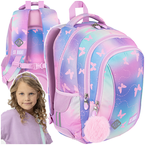 PLECAK SZKOLNY MŁODZIEŻOWY ST.RIGHT MAJEWSKI BP-26 RÓŻOWY MOTYLE 3-KOMOROWY