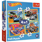 PUZZLE 4w1 HOT WHEELS SAMOCHODZIKI AUTKA POJAZDY UKŁADANKA TREFL