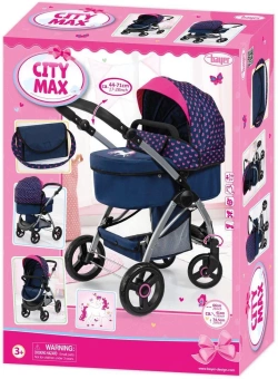 WÓZEK DLA LALEK CITY MAX SPACERÓWKA GONDOLA 2w1 GŁĘBOKI SERDUSZKA BAYER