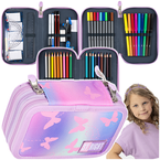 PIÓRNIK SZKOLNY Z WYPOSAŻENIEM POTRÓJNY ST.RIGHT PINK BUTTERFFLIES MOTYLE