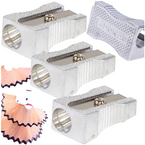 TEMPERÓWKA POJEDYNCZA METALOWA DO KREDEK I OŁÓWKÓW SREBRNA - 3 sztuki