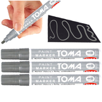 MARKER OLEJOWY DO OPON DREWNA METALU SZKŁA SREBRNY TOMA OKRĄGŁY - 3 sztuki