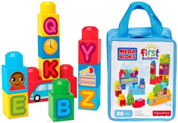 KLOCKI EDUKACYJNE MEGA BLOKS LITERKI TORBA 30 EL