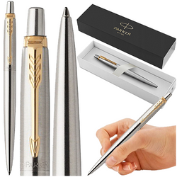 DŁUGOPIS PARKER JOTTER STALOWY GT SREBNRY KORPUS NIEBIESKI WKŁAD ELEGANCKI