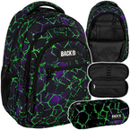 PLECAK SZKOLNY DERFORM BACKUP O52 2w1 PIÓRNIK PULSE ZIELONA PAJĘCZA SIEĆ