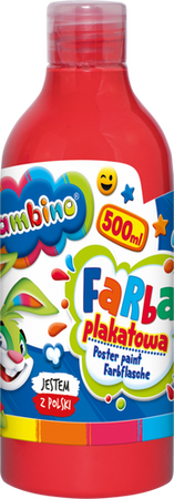 FARBY PLAKATOWE BAMBINO W BUTELCE 500 ml x 5 KOLORÓW MAJEWSKI + PĘDZELKI