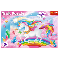 PUZZLE 100 EL. W KRYSZTAŁOWYM ŚWIECIE JEDNOROŻCÓW UKŁADANKA TREFL 16364