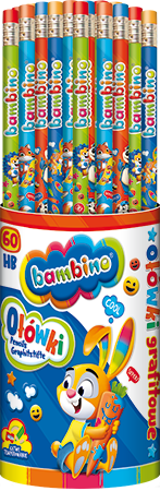 OŁÓWEK Z GUMKĄ HB BAMBINO ST. MAJEWSKI SZKOLNY BIUROWY METALICZNY - 60 szt.