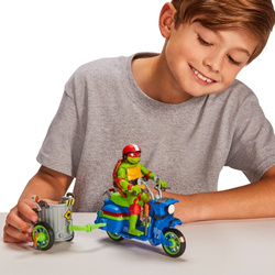 FIGURKI WOJOWNICZE ŻÓŁWIE NINJA MOTOCYKL + RAPHAEL