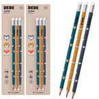 OŁÓWEK HB Z GUMKĄ ZWIERZĄTKA BB FRIENDS BOYS INTERDRUK 3 szt. - 2 opak.