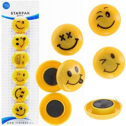 MAGNESY EMOTKI EMOTIKONY BUŹKI ŻÓŁTE NA LODÓWKĘ DO TABLIC 30 mm 6 sztuk