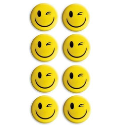 MAGNESY EMOTIKONY BUŹKI DO TABLIC ŻÓŁTE OCZKO  20mm 8SZT TETIS