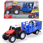 TRAKTOR Z PRZYCZEPĄ DLA ZWIERZĄT KROWA MASSEY FERGUSON CIĄGNIK DICKIE TOYS