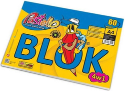 BLOK RYSUNKOWY TECHNICZNY A4 BIAŁY KOLOROWY 60 KARTEK 4w1 PASTELLO