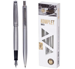 KOMPLET ZENITH ELEGANCE SILVER W ETUI PIÓRO WIECZNE + DŁUGOPIS AUTOMATYCZNY