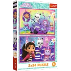 PUZZLE 2x24 KOCI DOMEK GABI ZABAWY Z GABBY UKŁADANKA 34433 TREFL