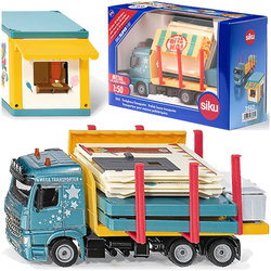 CIĘŻARÓWKA MERCEDES PRZEWOŻĄCA PREFABRYKOWANY DOM FERTIGHAUS SIKU 3562