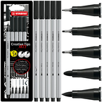 CIENKOPISY STABILO CREATIVE TIPS ARTY FLAMASTRY CZARNE RÓŻNE KOŃCE 5 szt.