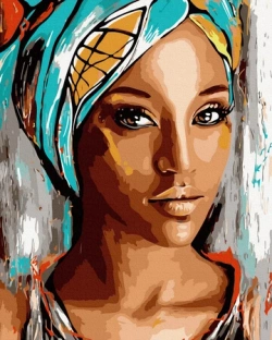 MALOWANIE PO NUMERACH KOBIETA W TURBANIE OBRAZ NA RAMIE 40x50cm KRETYWNE