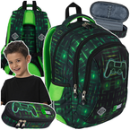 PLECAK SZKOLNY MŁODZIEŻOWY PIÓRNIK ST.RIGHT 2w1 BP-26 DLA GRACZA NEON PAD