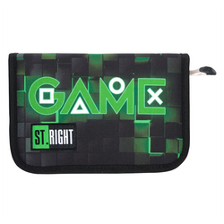 PIÓRNIK SZKOLNY DWUKLAPKOWY ST.RIGHT MAJEWSKI DLA GRACZA PIXEL GREEN GAME