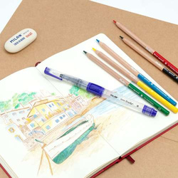 KREDKI AKWARELOWE 5 KOLORÓW + PĘDZEL WODNY - MILAN