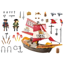PLAYMOBIL PIRATES STATEK PIRACKI Z ZAŁOGĄ KLOCKI KONSTRUKCYJNE 101 EL 71418