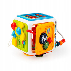 KOSTKA KOSMICZNA ZABAWA INTERAKTYWNA SENSORYCZNA SORTER GRA MELODIE DUMEL