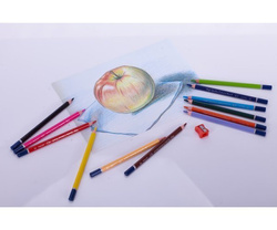 KREDKI ASTRA GRUBE OŁÓWKOWE JUMBO TRÓJKĄTNE 12 kolorów SZKOLNE TEMPERÓWKA