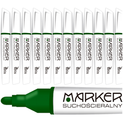 MARKER SUCHOŚCIERALNY DO BIAŁYCH TABLIC 3mm ZIELONY STOŻKOWy TETIS - 12 szt