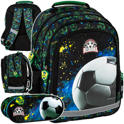 PLECAK SZKOLNY DLA CHŁOPCA DERFORM PI20 2w1 PIÓRNIK FOOTBALL PIŁKA NOŻNA