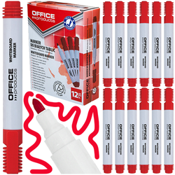 MARKER SUCHOŚCIERALNY OFFICE PRODUCTS CZERWONY DO TABLIC OKRĄGŁY - 12 szt.