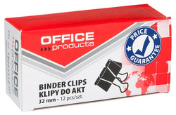 KLIPY BIUROWE DO AKT DOKUMENTÓW OFFICE PRODUCTS KLIPSY 32mm CZARNE 12 SZTUK