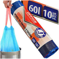 WORKI NA ŚMIECI Z TAŚMĄ OFFICE PRODUCTS 10 SZTUK 60L NIEBIESKIE - 3 sztuki