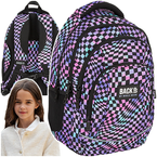 PLECAK SZKOLNY MŁODZIEŻOWY DERFORM BACKUP A20 PASTELOWA SZACHOWNICA KRATA