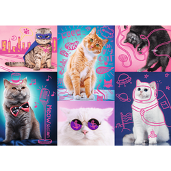 PUZZLE 1000 ELEMENTÓW NEON COLOR LINE SUPER KOTY UKŁADANKA TREFL 10581